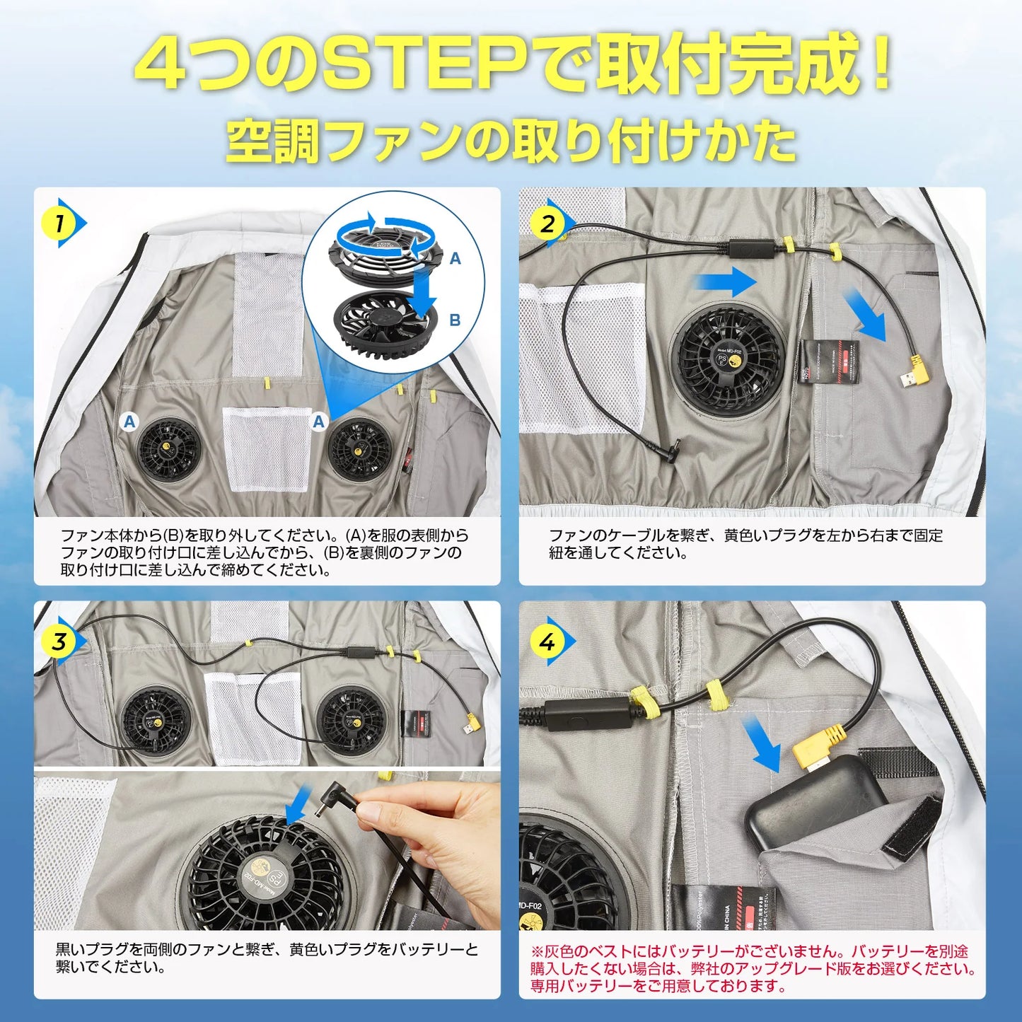 ファン付き作業服 冷却ベスト 空調作業服 バッテリー別途購入 3段階調節 3D送風 USB給電 5V出力 空調 ファンセット PSE認証済 UVカット 省エネ 軽量 薄い 冷却服 ファン付きベスト 涼感 熱中症対策 作業着 夏用 ベスト